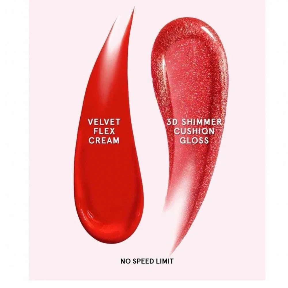 NEW One Size Lip Snatcher Velvet Flex Cream Cushion Gloss Duo No Speed Limit Red